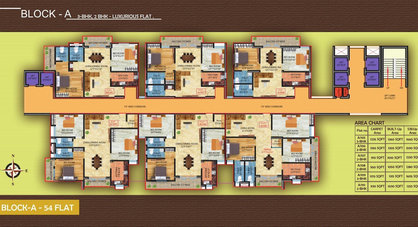 Floor Plan — Flats 105–110